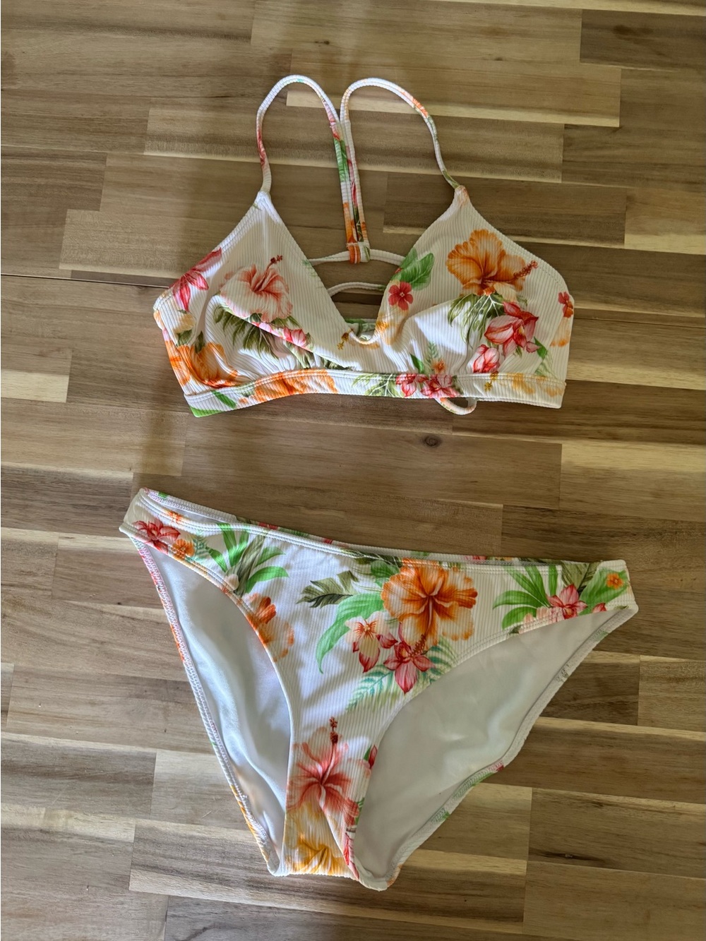 White Floral Two-Piece Bikini Set Hurley